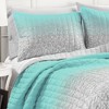 Lush Decor Glitter Ombre Metallic Print Machine-Washable Quilt Aqua/Gray 3Pc Set Twin - 3 of 3