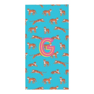 Personalization Mall Tiger Print Initial 30x60 Beach Towel - 1 of 2