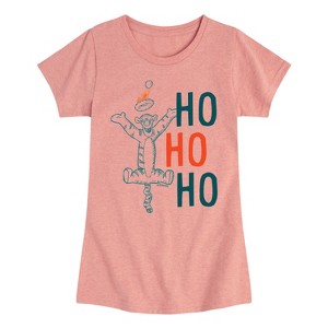 Girls' - Winnie the Pooh - Tigger Christmas Ho Ho Ho Fitted Short Sleeve Graphic T-Shirt - 1 of 4
