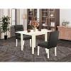HomeStock 3-Piece Linen White Finish Solid Wood Top Dining Table Set - 2 of 4