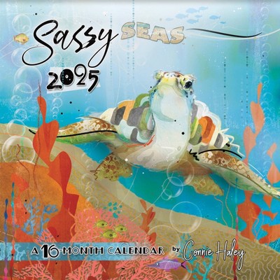 Trends International 2025 Sassy Seas Connie Haley Wall Calendar: Monthly Art, 12x12", Paper, Saddle Stitch, All Ages