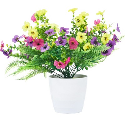 Artificial Flowers for Outdoors, 30 Bundles Multicolor Silk Fake Flowers with Ferns, UV-Resistant Faux Plant, Spring Summer  Decor, for Home Planter