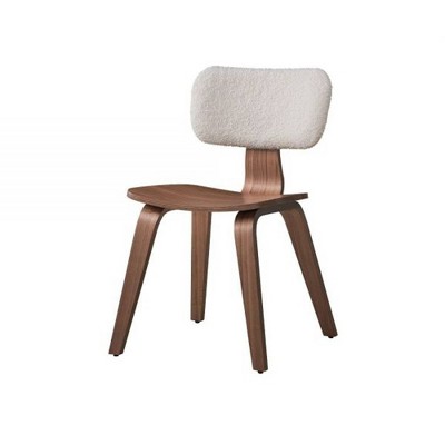Casson White Velvet and Walnut Upholstered Side Chair