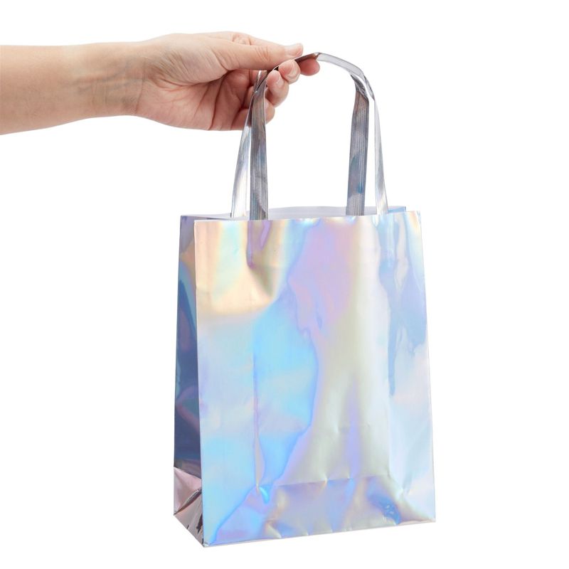 Blue Panda 20 Pack Holographic Foil Paper Gift Bags with Handles for Baby Shower, Birthday, Wedding, Party Favors, Goodies, Boutiques, 7x9x3 In, 3 of 9