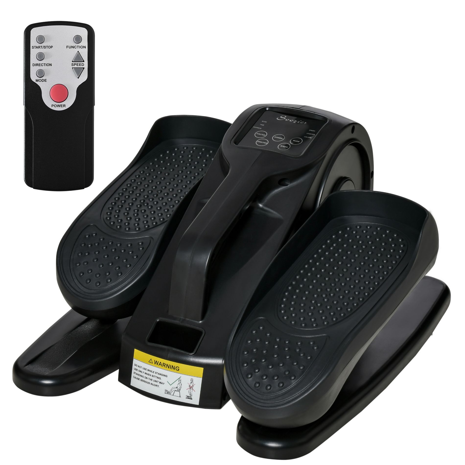Soozier Powered Foot Pedal Exerciser, Seated Under Desk Bike Elliptical Machine, Mini Rehabilitation Bike w/ Adjustable Speed, Remote & LCD Display