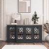 Galano 4-Door Accent Sideboard with Mirrored Cut-Out Doors 60.4" W × 18.2" D × 29.3" H - 3 of 4