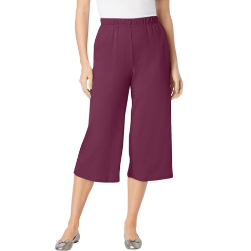 Woman Within Women s Plus Size 7 day Knit Culotte 30 32 Deep Claret Target