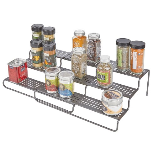 Mdesign Adjustable Expandable Metal Kitchen Spice Rack Organizer Dark Gray Target