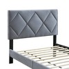 Royal Hampton Full Size Bed, Tufted Gray Velvet Upholstery, Diamond Stitch - 4 of 4