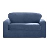Sure Fit 2pc 73" Wide Cedar Stretch Textured Loveseat Slipcover Indigo: Polyester & Spandex, Pet Friendly - 4 of 4