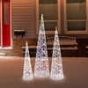 Northlight LED Lighted Twinkle Outdoor Christmas Cone Trees - 39.5" - Silver - Set of 3 - 2 of 4