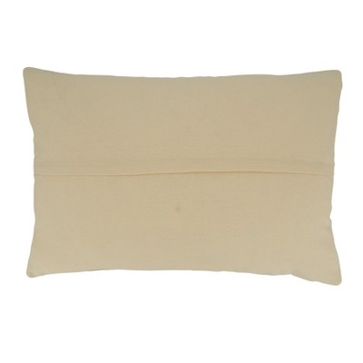 Ivory Striped Cotton Pillow Cover with Zipper Closure, 16" x 24"