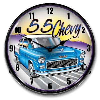 Collectable Sign & Clock | 1955 Chevy LED Wall Clock Retro/Vintage, Lighted