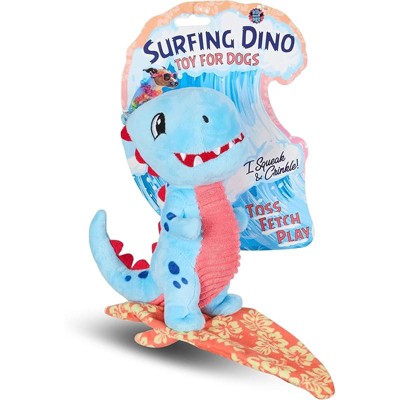 Bow Wow Fantasy Creature Plush Dog Toy – Squeaky & Crinkle Dino or Dragon – Toss, Fetch & Play – Soft & Durable – Colors May Vary