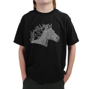 LA Pop Art Boy's Word Art T-shirt - Horse Mane - 1 of 4