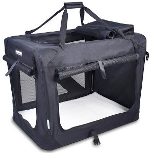 JESPET 36'' Soft Dog Crates Kennel for Pets, 3 Door Soft Sided Folding Travel Pet Carrier with Straps and Fleece Mat for Dogs, Cats, Rabbits, Grey - 1 of 4