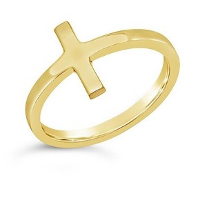 SHINE by Sterling Forever Sterling Silver Polished Cross Ring Gold Size 9 - 1 of 3