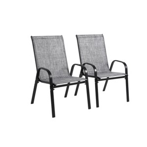 Set of 2/4 Patio Chairs Outdoor Camping Chairs Armchair Garden Chairs with Durable Metal Frame & Breathable Textilene Fabric - ModernLuxe - 1 of 4