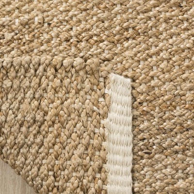 Ivory and Natural Handmade Jute Area Rug, 3' x 5'