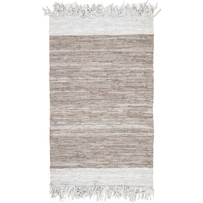 Handcrafted Vintage Leather 3' x 5' Reversible Area Rug in Brown