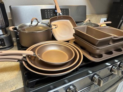 Nutrichef 20 Piece Metallic Nonstick Ceramic Pots And Pan Baking Set With  Lids And Utensils - Gold Bronze : Target