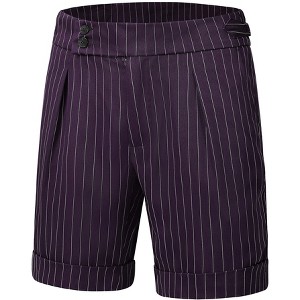 Lars Amadeus Men's Summer Pleated Front Stripes Business Dress Shorts - 1 of 4