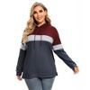 WhizMax Women Plus Size Striped Color Block hoodie Drawstring Long Sleeve Hooded Pullover Sweatshirt - 2 of 4