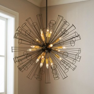 Rennnsan Jesmere 34"W 18-Light Unique Geometric Sputnik Dandelion Industrial Dimmable Chandelier - 1 of 4