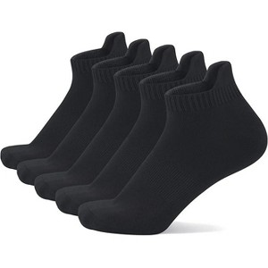 SERISIMPLE Men Thin Viscose Bamboo No Show Low Cut Odor Resistant Breathable Low Cut Socks Navy Blue Large 5 Pairs - 1 of 4