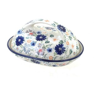 Blue Rose Polish Pottery M077 Manufaktura Butter Dish - 1 of 2
