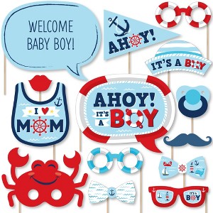 Big Dot of Happiness Ahoy It's a Boy - Nautical Baby Shower Photo Booth Props Kit - 20 Count - 1 of 4