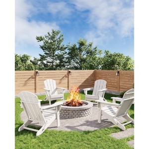 coucheta Folding Adirondack Chairs Set of 4, HDPE Plastic Outdoor Chairs with Wood Texture, Weather Resistant for Deck, Patio, Pool, Backyard - 1 of 4