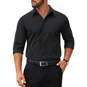 men's business casual dress shirts Men S Solid Long Sleeve Stretch Formal Shirt Button Down Shirts way stretch Men's Business Casual Shirts |