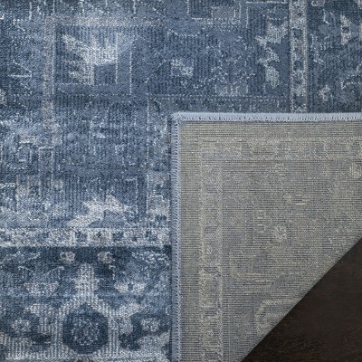 Heirloom Blue Silk-Blend Hand-Knotted Transitional Area Rug