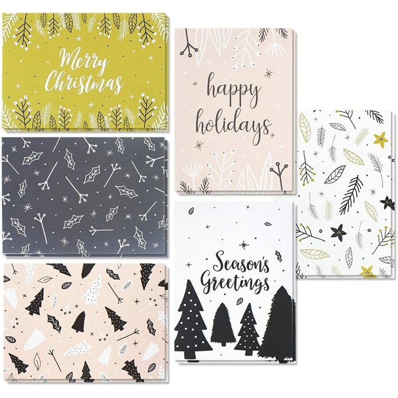 Sustainable Greetings 48-Pack Modern Festive Christmas Cards with Envelopes, Winter Holiday Designs (4 x 6 In), 1 of 7