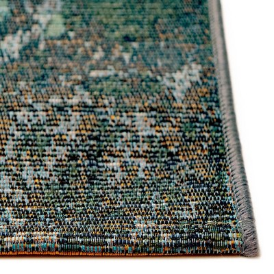 Kermin Blue 39"x59" Flat Woven Synthetic Indoor/Outdoor Rug