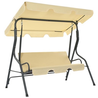 vidaXL Garden Swing Bench Cream White 66.9 in.x43.3 in.x60.2 in.
