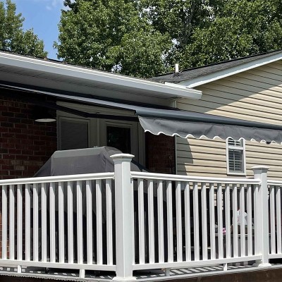 Gray 12' x 10' Retractable Patio Awning with Black Frame