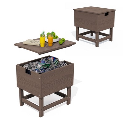 Hyleory Portable HDPE Side Table, 3-in-1 Patio Cooler Table