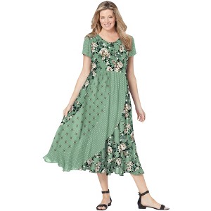 Woman Within Plus Size Mixed Print Maxi Dress - 1 of 4