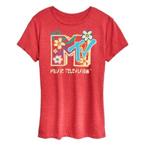 Women's - MTV - Drawn Floral Logo Short Sleeve Graphic T-Shirt - 1 of 4