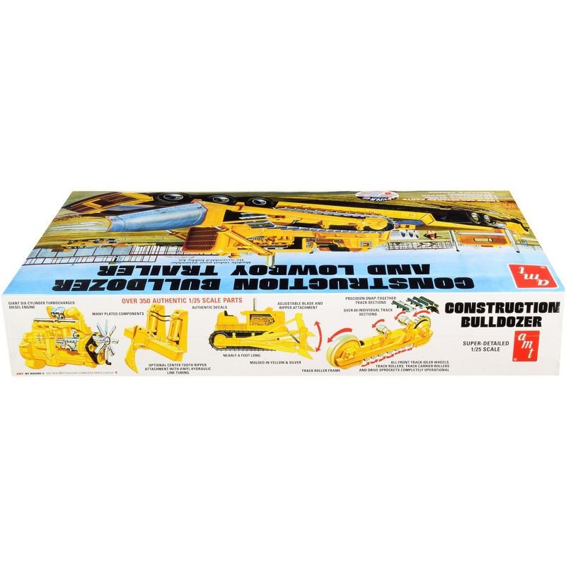 Skill 3 Model Kit Construction Bulldozer and Lowboy Trailer Set of 2 pieces 1/25 Scale Model by AMT, 3 of 5