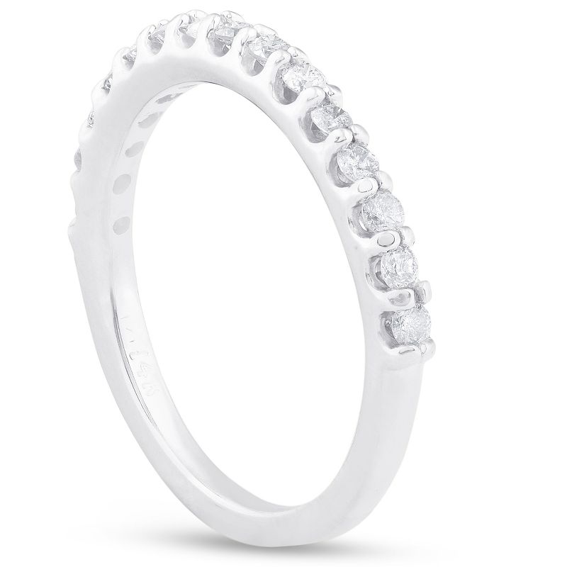 Pompeii3 3/8ct Diamond Ring Womens Stackable Anniversary 14K White Gold Band, 3 of 6