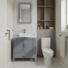 Wooakway 30" White Bathroom Vanity Set with Glass Top Sink Cabinet and Mirror - 2 of 4