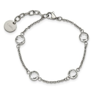 Chisel Stainless Steel Polished with Glass 6.5" Bracelet with 1.25" Extension - 1 of 4