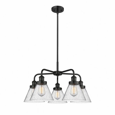 Cone - 5 Light Stem Hung Chandelier In Art Deco Style-15 Inches Tall and 25.75 Inches Wide