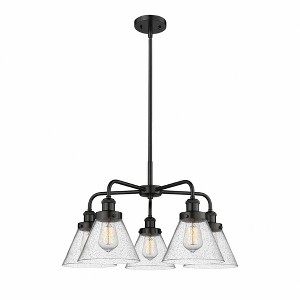 Cone - 5 Light Stem Hung Chandelier In Art Deco Style-15 Inches Tall and 25.75 Inches Wide - 1 of 1