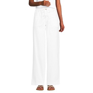 Lands' End Women's Herringbone Chino High Rise Relaxed Straight Drawstring Ankle Pants - 1 of 4