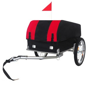 Heavy-Duty Bike Cargo Trailer with Removable Waterproof Cover ¨C 88 lbs Capacity, 16" All-Terrain Wheels & Foldable Design for Camping, Groceries - 1 of 4