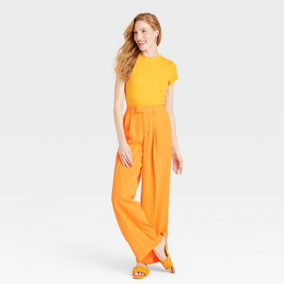 PUSHING LIMITS HIGH WAISTED WIDE LEG PANTS IN ORANGE – Gameday Couture